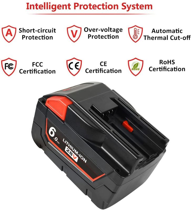 Batería de 28V 6000mAh Compatible con herramientas eléctricas inalámbricas de Milwaukee Compatible con reemplazo de Milwaukee