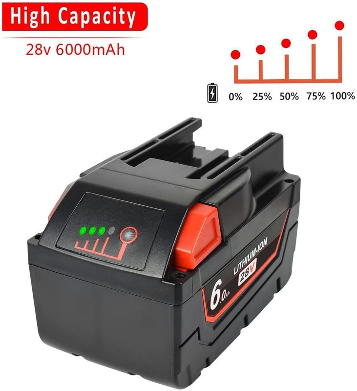 Batería de 28V 6000mAh Compatible con herramientas eléctricas inalámbricas de Milwaukee Compatible con reemplazo de Milwaukee